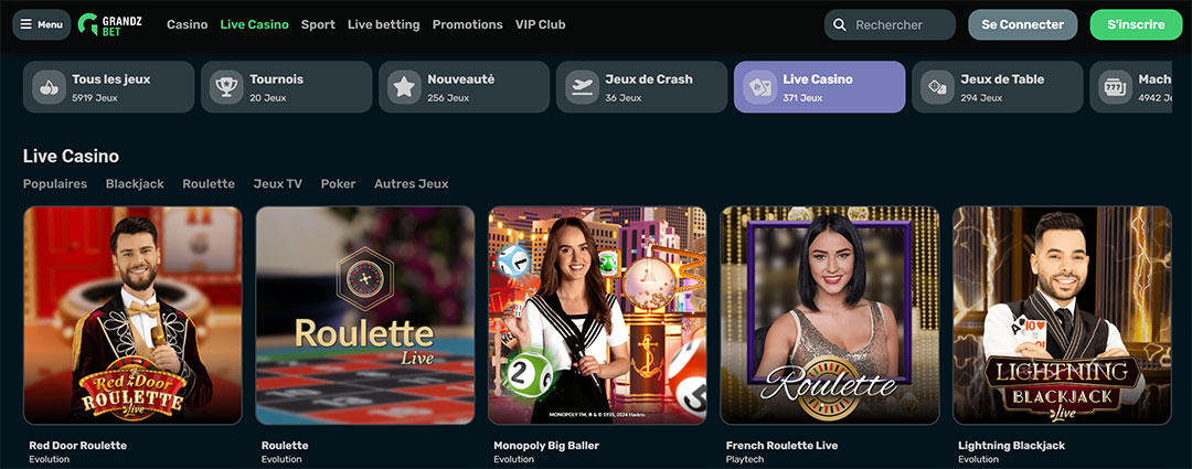 grandzbet live casino